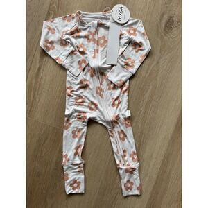 Bamboo Sleeper 6-12M Floral Pink MYSA Convertible Footie 2-Way Zip Romper NWT